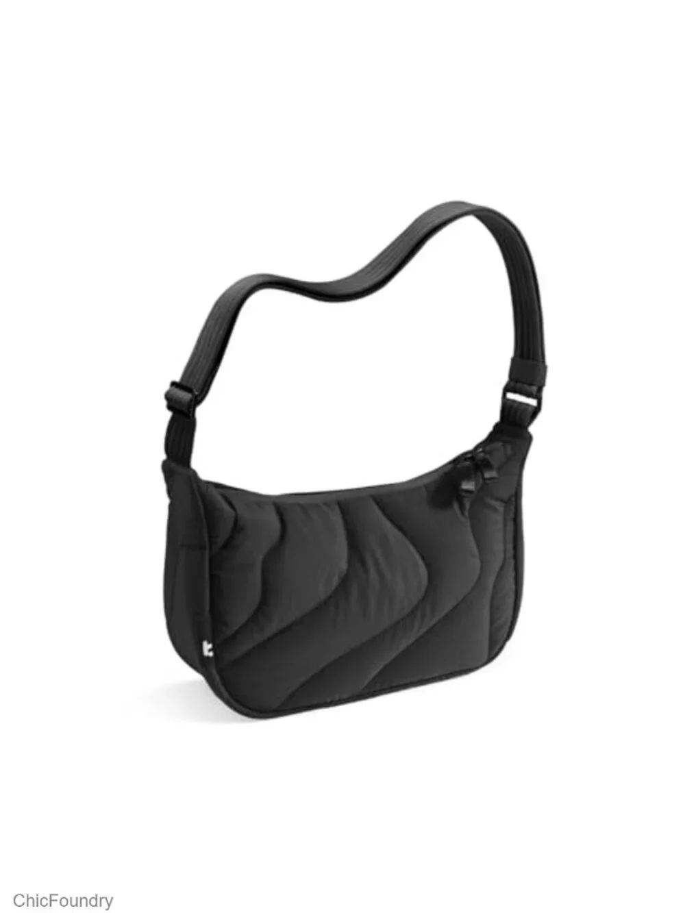Quilted Nylon Crossbody Bag with Padded Strap, Water Resistant